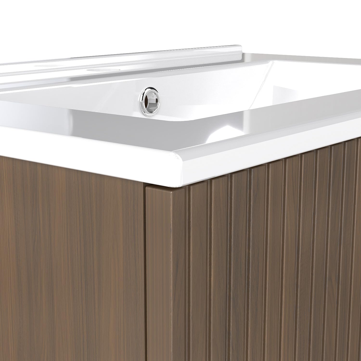 AICA Ensemble Meuble Salle de Bain 60cm avec Simple Vasque - 2 tiroirs Effet Noyer
