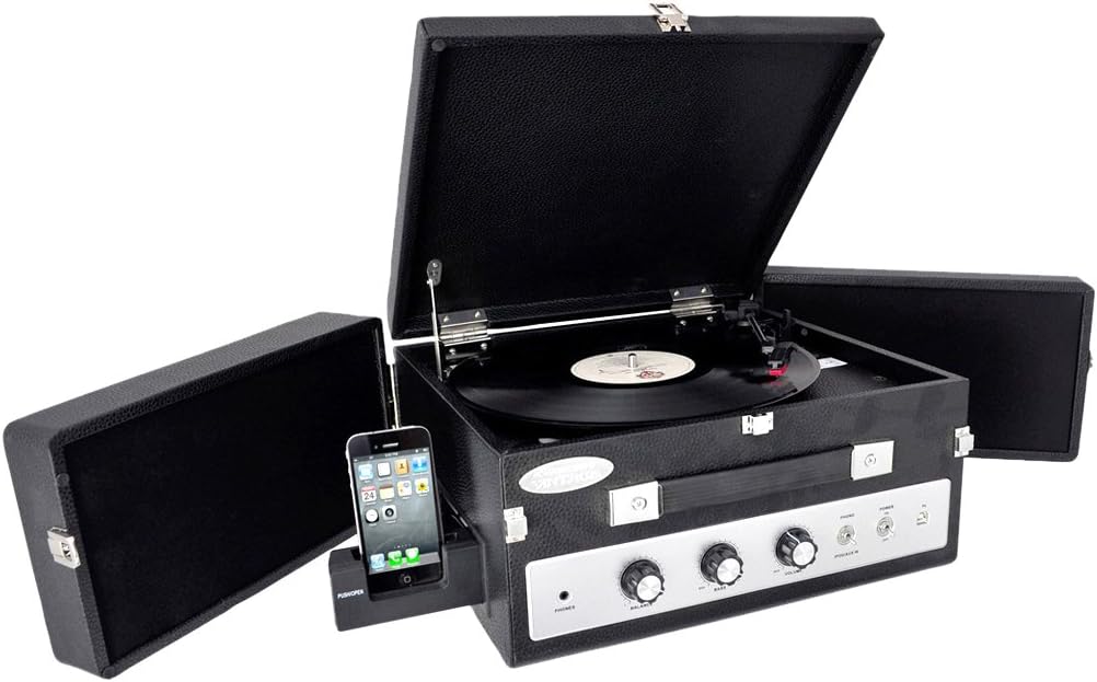 Pyle Updated Portable Suitcase Record Player 3Speed Turntable with