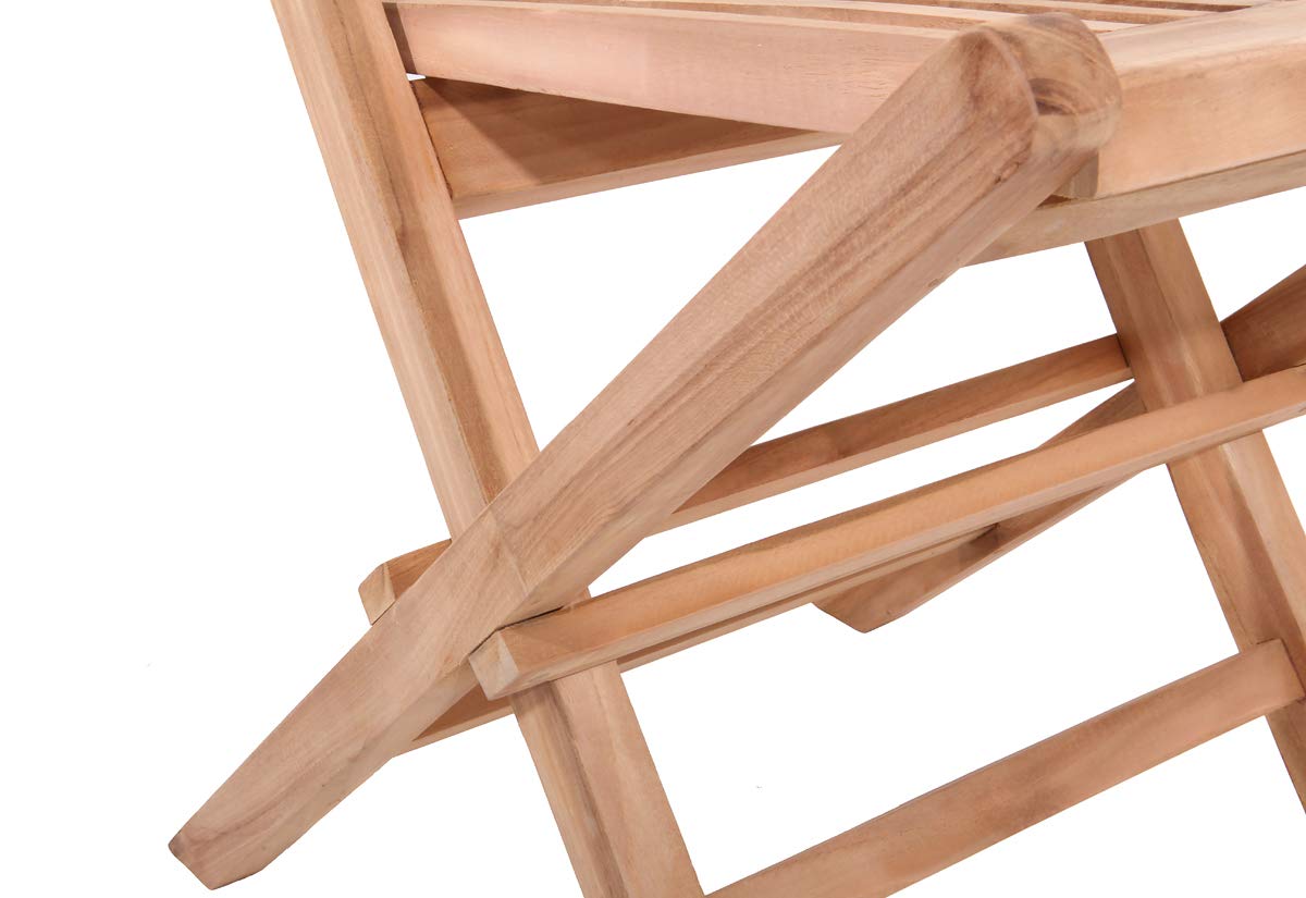 BENEFFITO SALENTO - Lot de 2 Chaises de Jardin Pliantes en Teck Naturel - Résistantes et Compactes