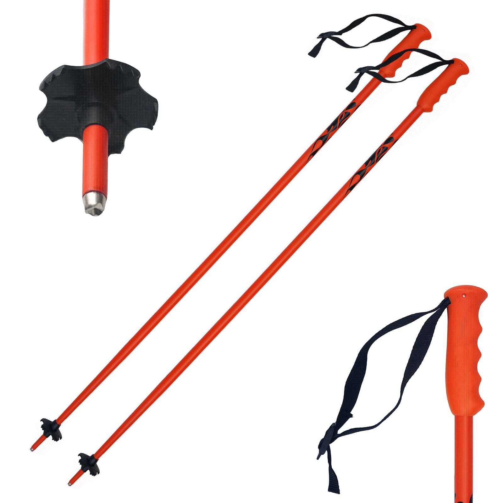 1 Paire de Bâtons de Ski, Bâtons de Ski avec Poignée Ergonomique Robuste, Légers, pour Les Loisirs, Les Pistes de Ski de Fond Damées, La Raquette, Les
