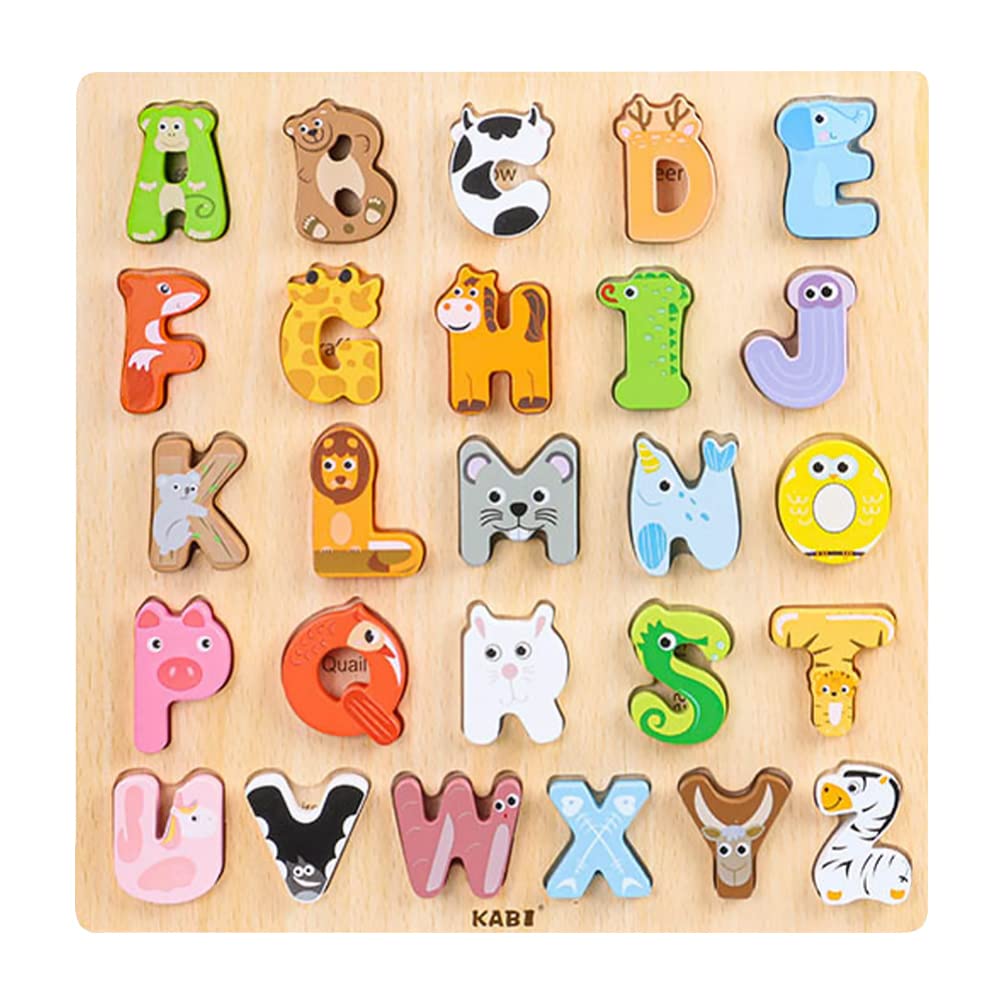 Tofficu Alphabet Puzzle Wooden ABC Letters Sorting Board Blocks Montessori Matching Game Jigsaw Educational Early Learning Toy for Preschool