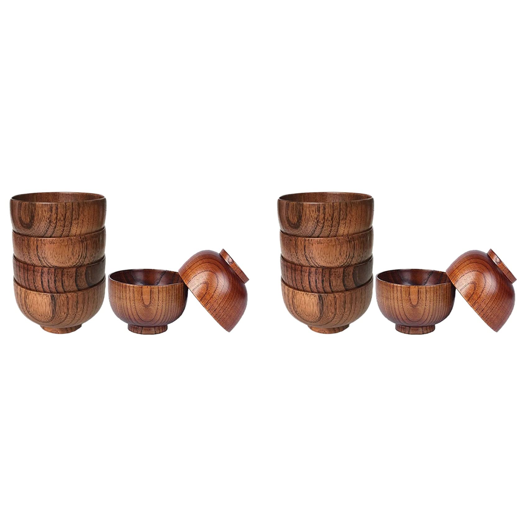 12 Piezas de de Madera para Servir Vajilla para Arroz, Sopa, Salsa, Café, Té, Decoración, Ensaladera de Madera, Juego de Cubiertos de Cocina