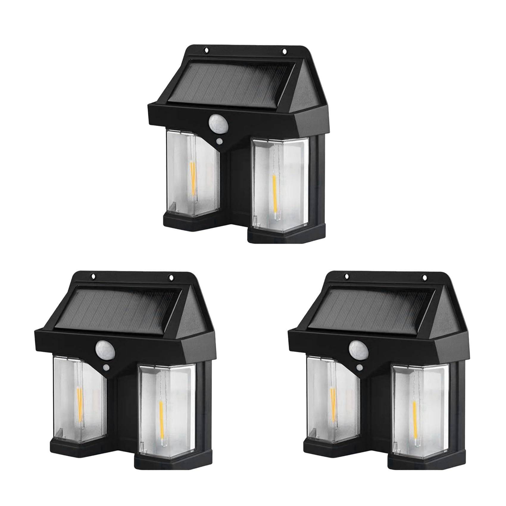 Hndhbfgrt 3X Outdoor Solar Wall Lamp Outdoor Dual-Core Solar Induction Lamp, Wireless Motion Sensor, Waterproof IP65