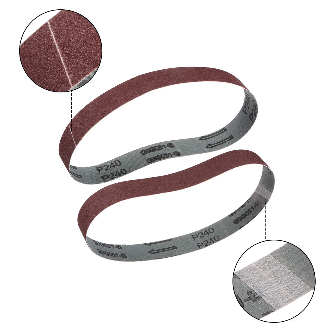 Produktbild von 5 Schleifbänder 50x2100 Mm – Aluminiumoxid, Flachverbindung, Körnung Wählbar Von 40 Bis 600 – Für Bandschleifer, Metall, Holz & Kunststoff