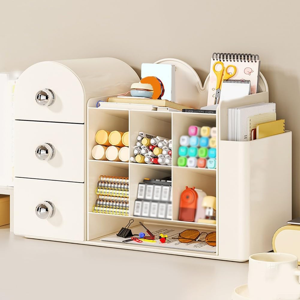 Organiseur de maquillage de grande capacité avec tiroirs et plusieurs compartiments pour cosmétiques, produits de soins de la peau, pinceaux et accessoires, design transparent pour comptoir