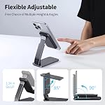 iWALK Magnetic Phone Stand for Desk, Angle and Height Adjustable Cell Phone Stand, Foldable Mobile Stand for iPhone Series, Samsung & Android Series, Black