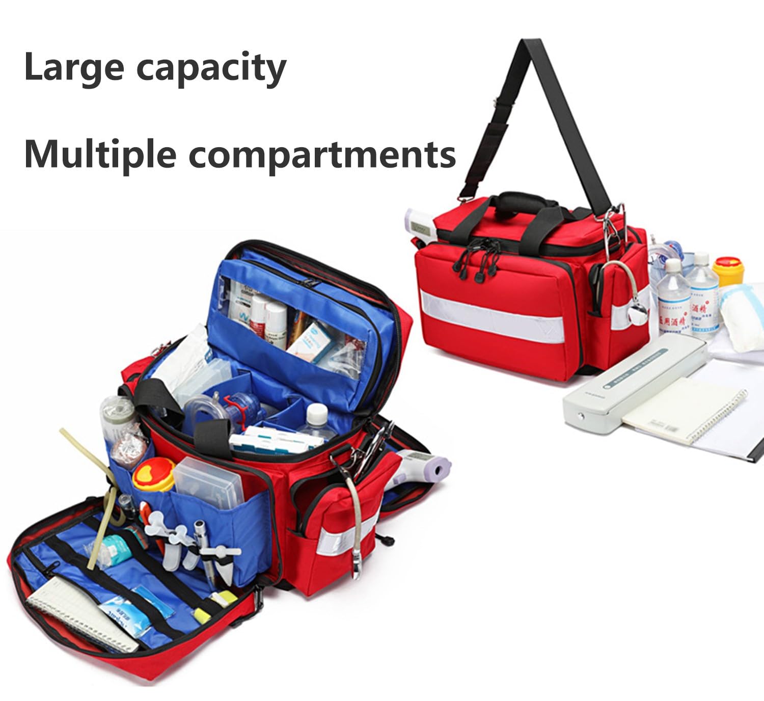 Medizinische Tasche Leer, Notfallrucksack,Rettungsrucksack,Fluchtrucksack,Krankenschwester,Erste-Hilfe-Tasche Für Ärzte,EMS-Profis,Erste-Hilfe-Sets Für Haushalt Arbeitsplatz,Mehrere Fächer A
