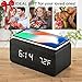 Oct17 Wooden Alarm Clock with Qi Wireless Charging Pad Compatible with iPhone Samsung Wood LED Digital Clock Sound Control Function, Time Date, Temperature Display for Bedroom Office Home - Black