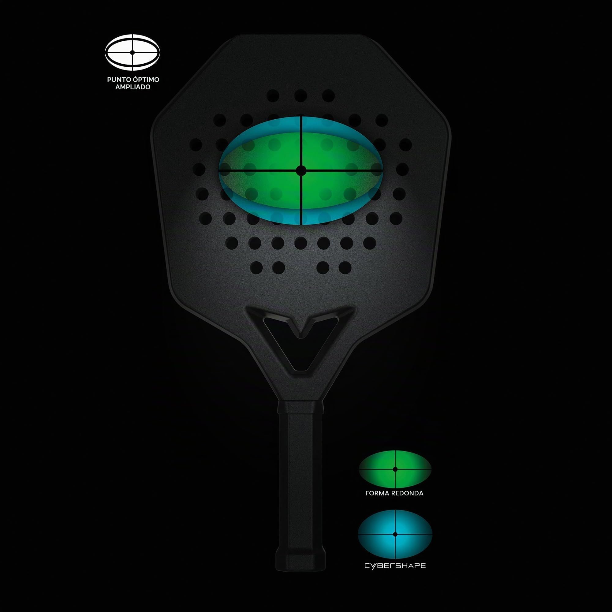 STIGA Pala de Pádel Cybershape 18K Hard - Combinación Fuerza, Control y Sensación - Superficie de Golpeo Ampliada, Mayor Sweet Spot - Construcción de Fibra de Carbono