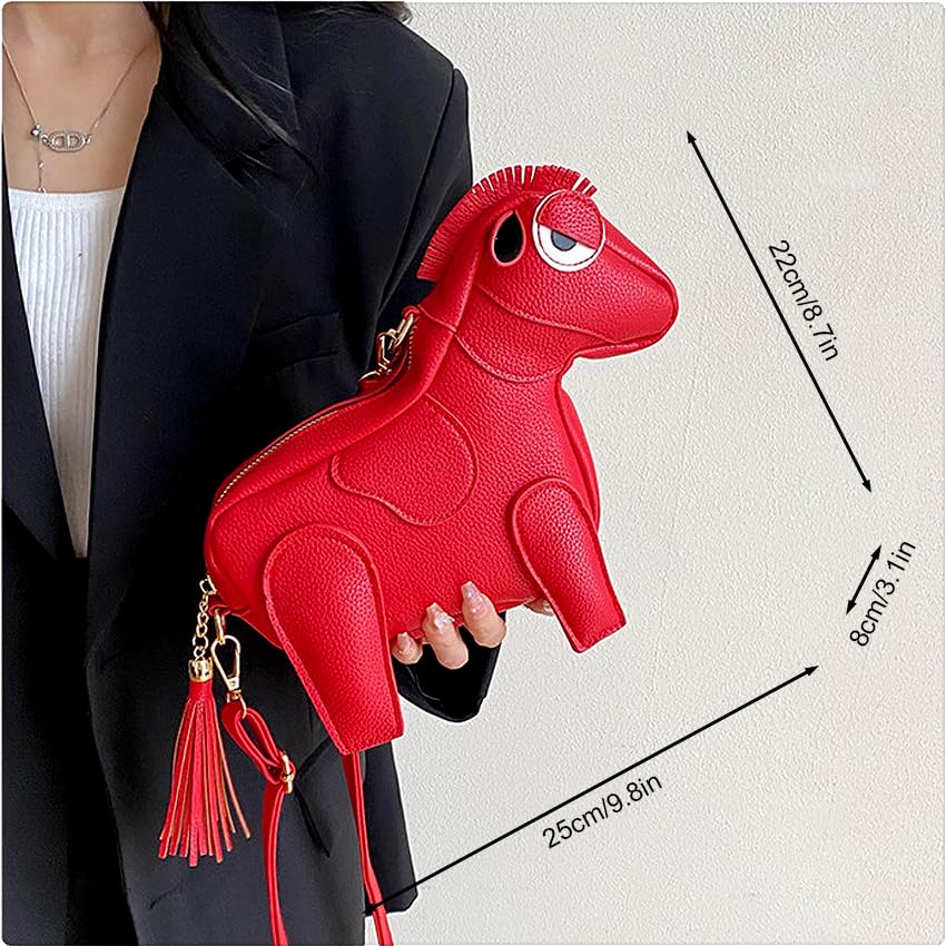 LIZHAOCAI Women Funny Horse Shape Crossbody Bag Cute Animal Shoulder Bag PU Leather Clutch Purse3