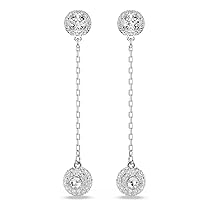 Swarovski Orecchini pendenti Una Angelic, Taglio Round, Bianchi, Placcato rodio