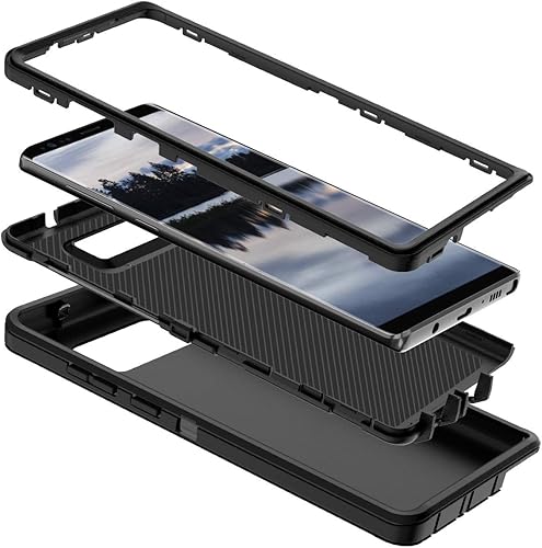 Miniatura 2 de I-HONVA Funda para Galaxy Note 8, protección de cuerpo completo de 3 capas, resistente y duradera, color negro