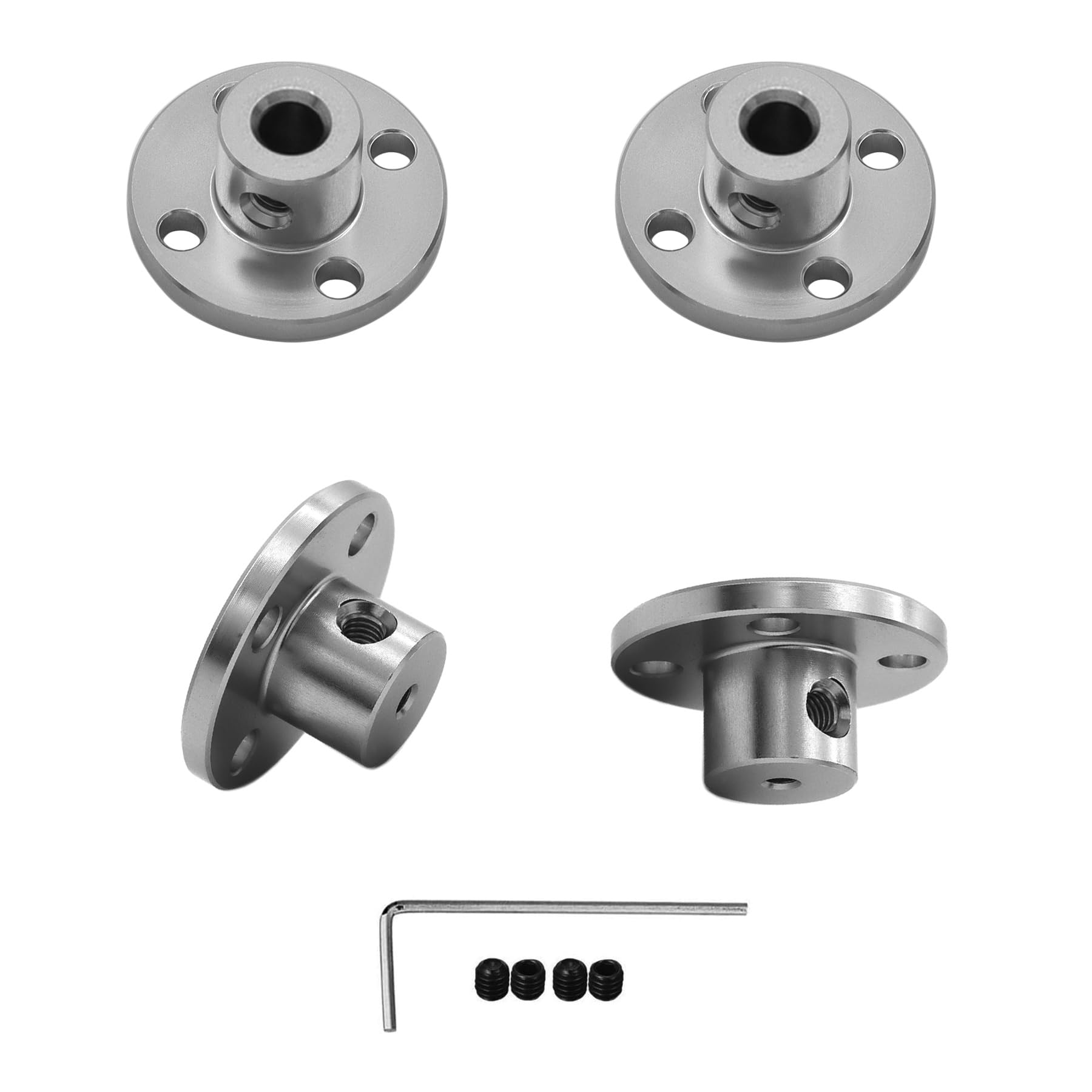 4Pcs 5mm Aluminium Alloy Flange Coupling Connector, Rigid Guide Model Coupler Accessory, Shaft Axis Fittings for DIY RC Model Motors