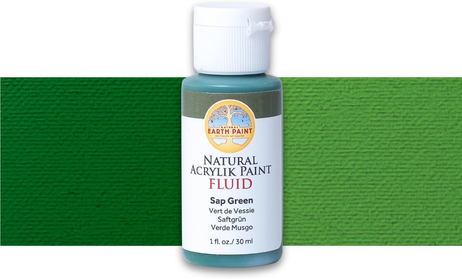Natural Acrylik Paint Fluid | Sap Green | 1 fl oz | 30ml | Non Toxic |