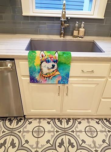 Miniatura 2 de Caroline's Treasures DAC2564KTWL Siberian Husky Hippie Dawg Kitchen Towel Dish Cloths Guest Hand Towel Decorative Bathroom Towel for Face,Tea,
