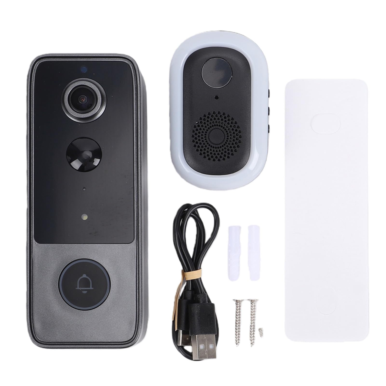 Timbre con Vídeo Inteligente, Timbre con Vídeo WiFi, con Inalámbrico con Visión Nocturna en Color Full HD, Conversación Bidireccional para Seguridad del Hogar