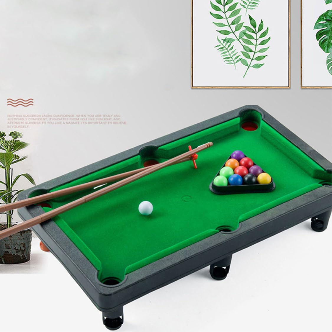 1 Ensemble de Mini Piscine de Table, Petit Jeu Billard Comprenant des balles Jeu, des bâtons et Un Support Triangulaire, Jeux Bureau conviviaux pour Les Voyages