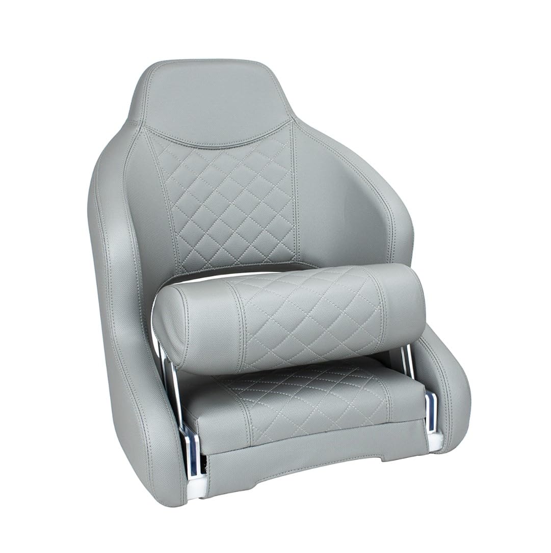 Bootssitz/Bootsstuhl/Steuerstuhl "MURR", FlipUp-Funktion, Vinyl Haptik ähnlich Stoff, für Motorboot, Angelboot, Yacht, Boot, Marine (staubgrau)