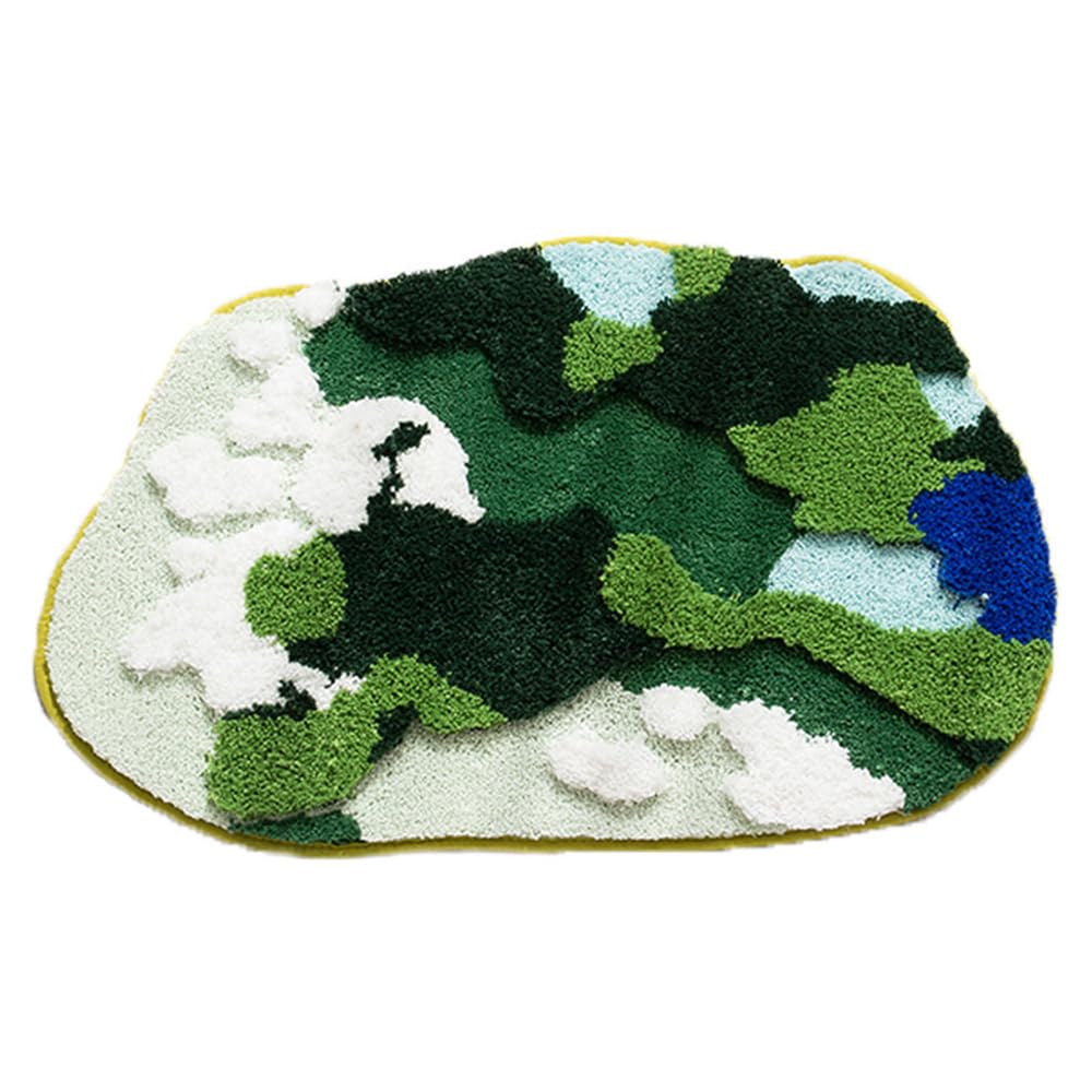 LENDIS Green mountains and green waters shaped bathroom mat, non-slip backing, has strong water absorption and will not shed