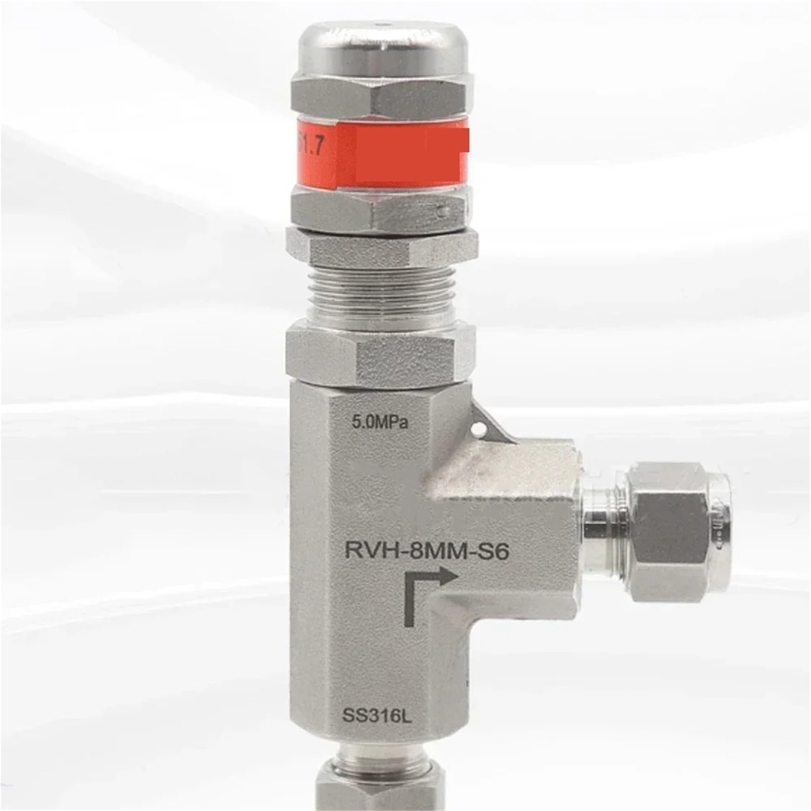 Válvula de alivio 435-725 psig en acero inoxidable 316 con acabado de alta resistencia