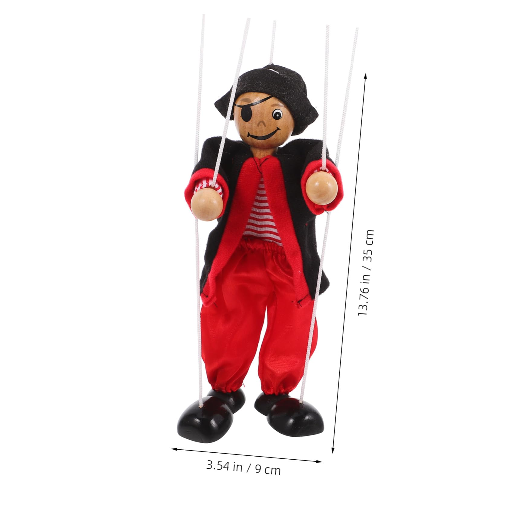 Marionnette À Fils Pirate en Bois 9.25In Jouet Interactif Parent-Enfant Théâtre Marionnettes Décoration Pirate Amusante