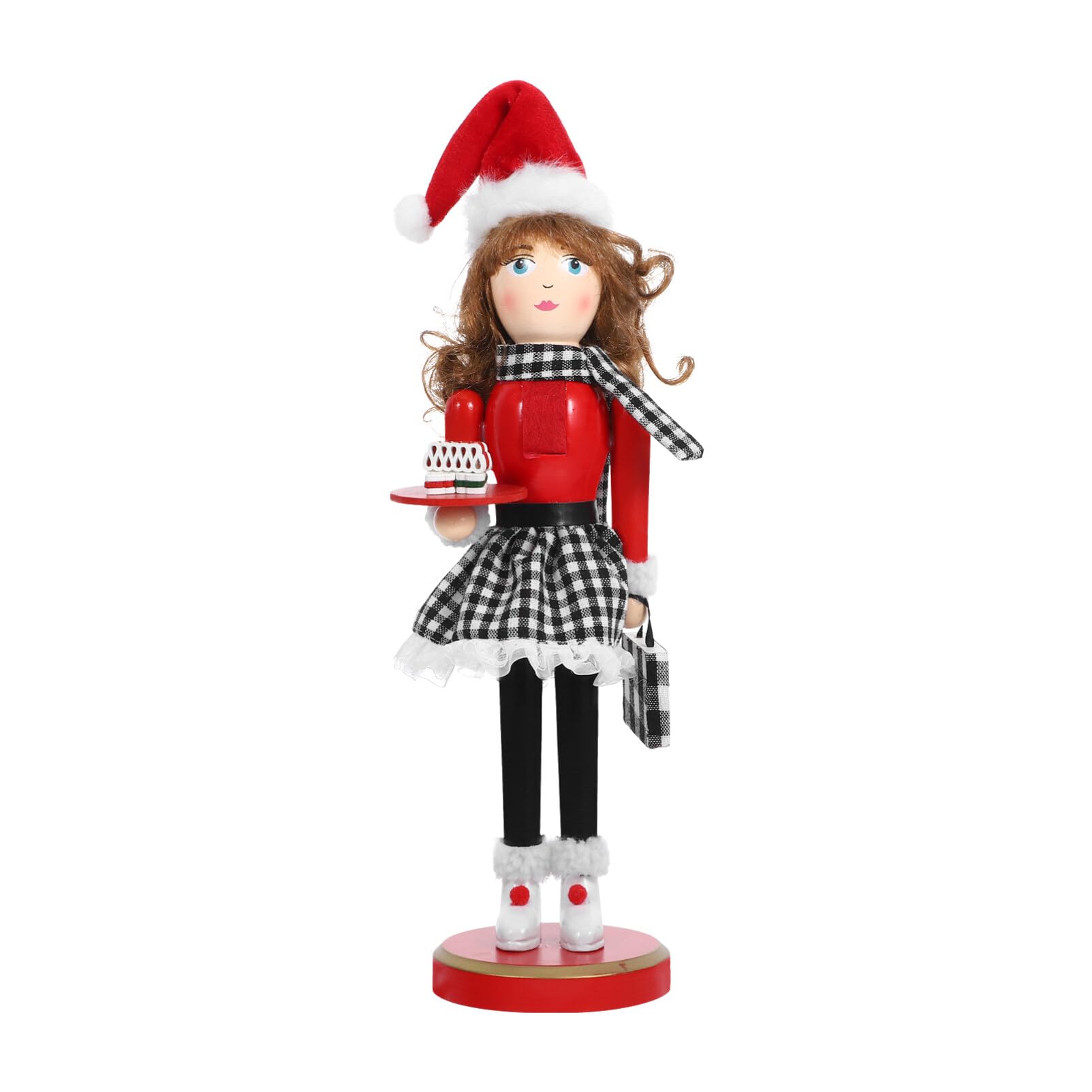 ABOOFAN Christmas Lady Nutcracker: Wooden Baking Nutcracker Figure Nutcracker Ornament Traditional Nutcracker Puppets Xmas Nutcracker Decors for Fireplace Shelf Table Centerpiece