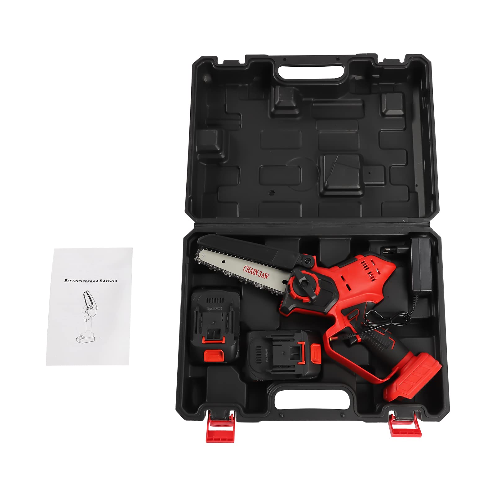 Mini akumulatorowa piła łańcuchowa 21 V z brzeszczotem ze stali węglowej 65 #, przenośna, 16 cm, elektryczna piła łańcuchowa z 2 bateriami litowymi, lekka akumulatorowa piła łańcuchowa do nożyc