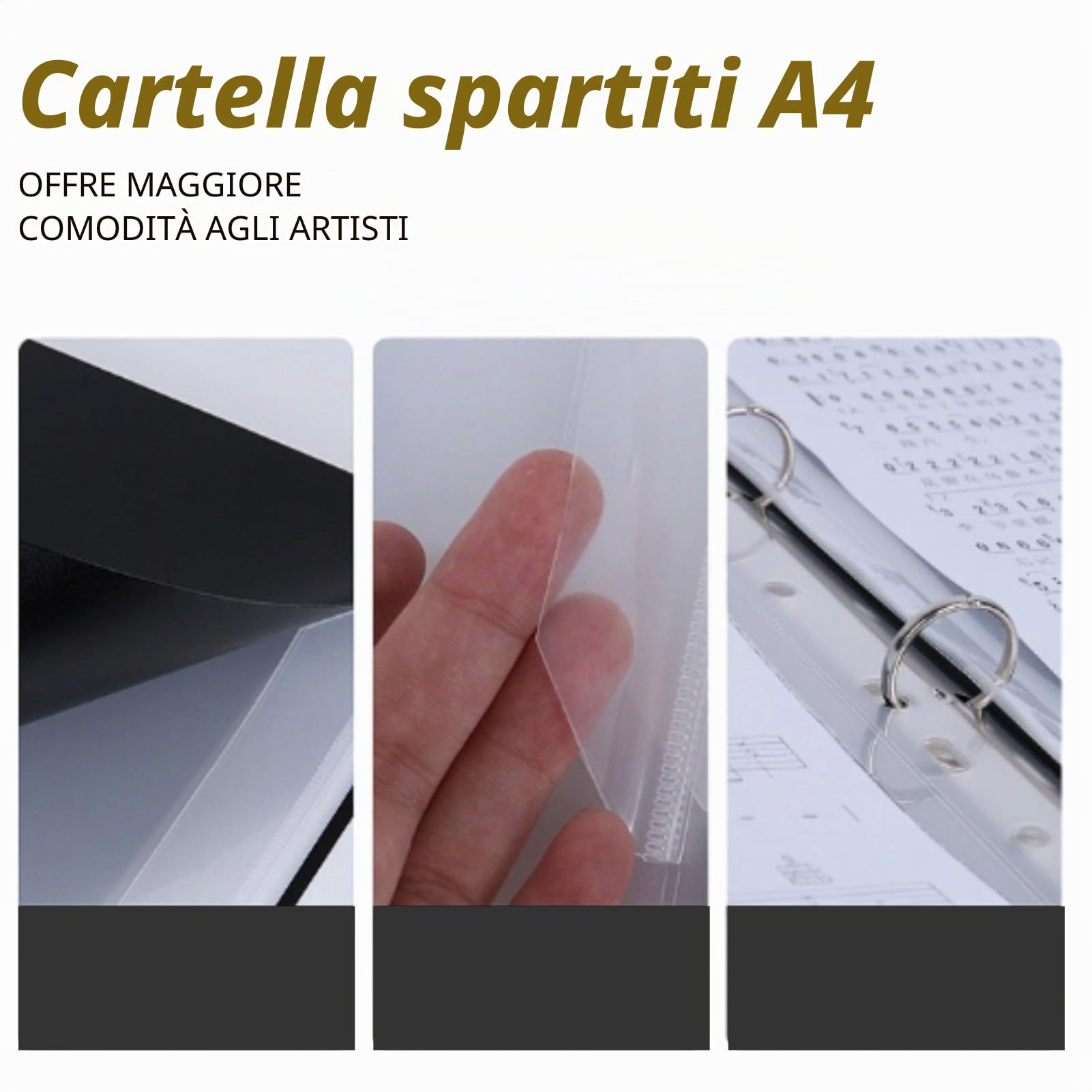 Cartella per Spartiti, 4 Pagine Espandi il Raccoglitore per Spartiti A4 per Pianoforte, Organizzatore Impermeabile per Cartelle Musicali Shell con 12 Pagine Interne, per Contenere Spartiti e Archiviar