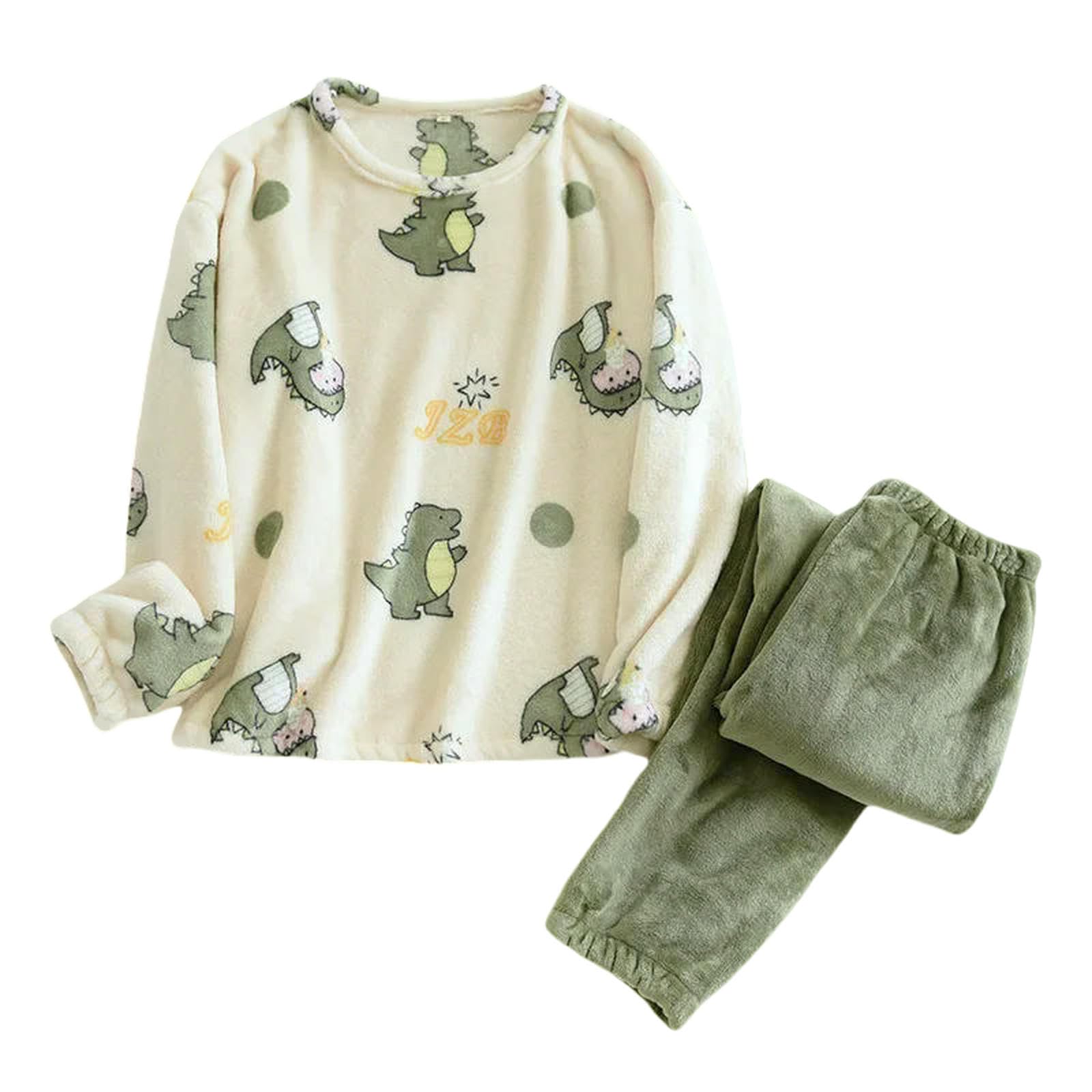 Pigiama Autumn E Inverno Signore in Flanella Pantaloni A Maniche Lunghe Manichetta-Piccolo Dinosauro-l