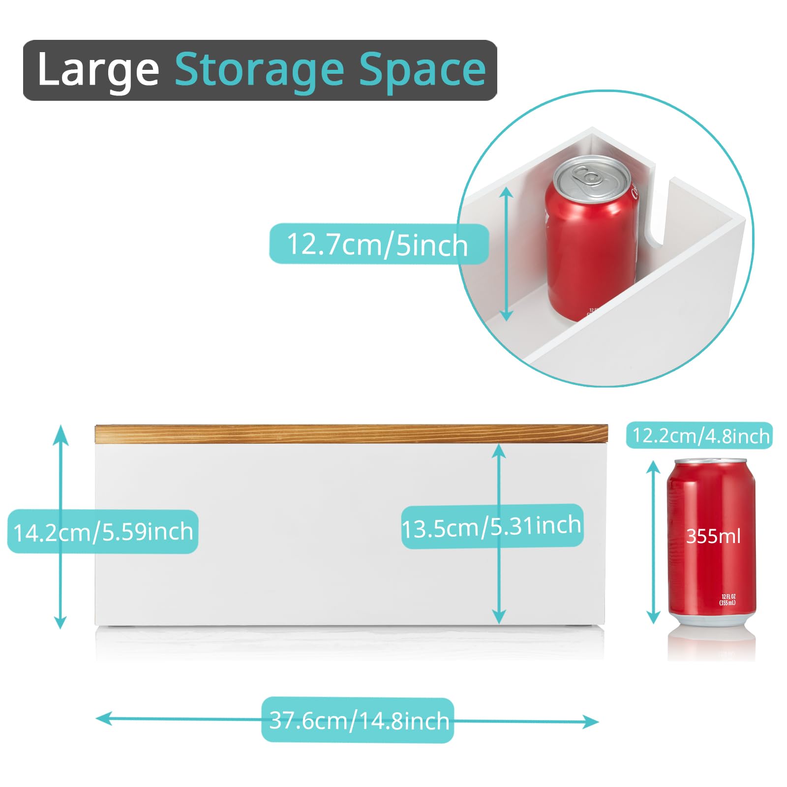 Bivvclaz Grande scatola di gestione cavi, scatola organizer per cavi in legno per sotto scrivania, TV e computer, hub USB per coprire e nascondere prolunghe, fascette per cavi