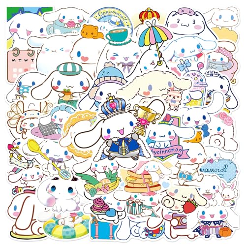 50Pcs Manga Cinnamoroll Stickers Mixed Pack Cool Movie Cartoon Anime Stickers Decorative Sticker for Teens Adults Waterproof Sticker for Water Bottle Laptop (YGG)