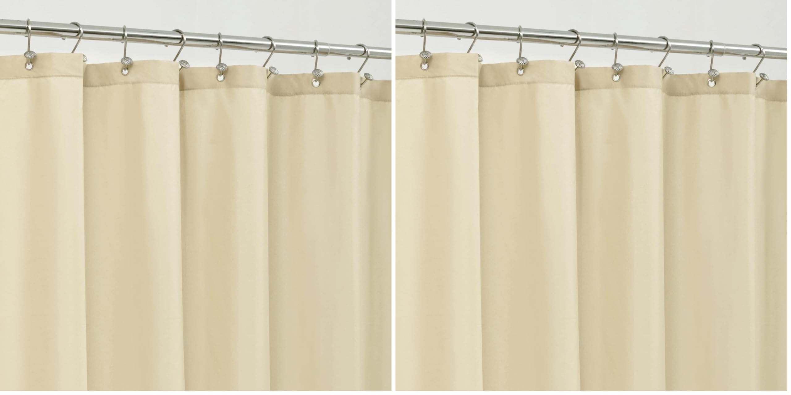 ALYVIA SPRING Cream Fabric Shower Curtain Liner Waterproof - Soft &amp; Light-Weight Cloth Shower Liner with 3 Magnets, Hotel Quality &amp; Machine Washable - Standard Size 72x72, Cream (Pack of 2)