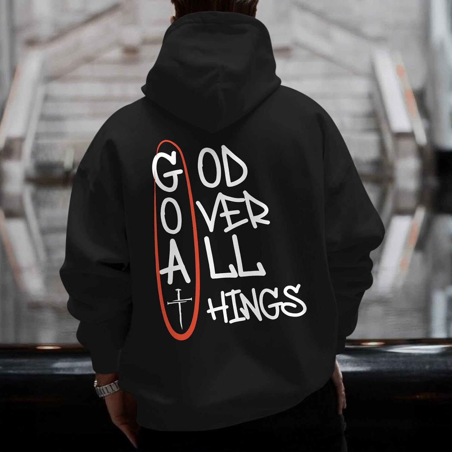 Christian Hoodies for Men Bible Verse God Sweatshirt Jesus Faith Hoodie Inspirational Cross Graphic Vintage Pullover - Image 5