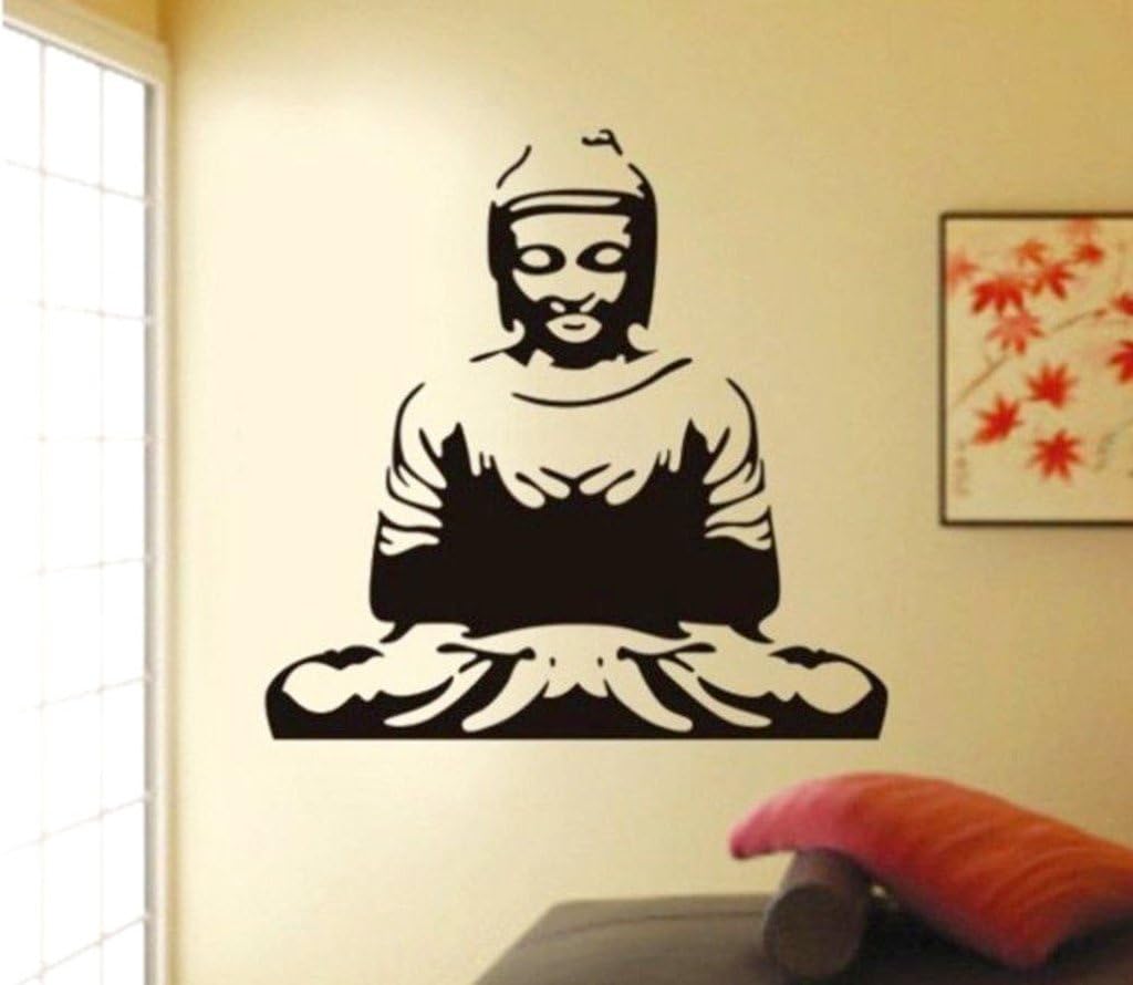 Decals Design 'Meditating Buddha' Wall Sticker (PVC Vinyl, 70cm x 50cm, Black)