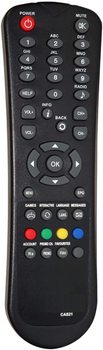 - LipiWorld® CAS-21 Set Top Box Remote Control Works with Compatible for Hathway