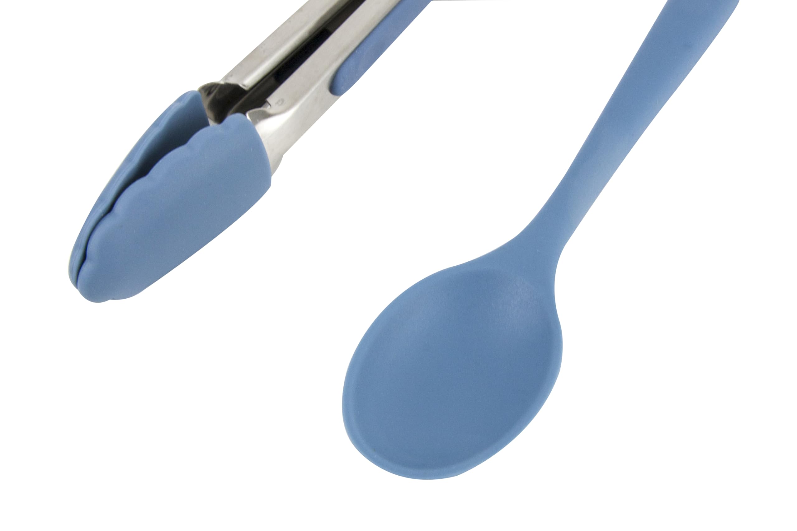 Wiltshire Silicone Mini Kitchen Tongs & Serving Spoon, Set of 2, Cooking Spoon & Serving Tongs, Salad BBQ Tongs Stainless Steel, Heat-Resistant Utensil, Non-Stick, Non-Scratch, Petrol Blue - Image 3
