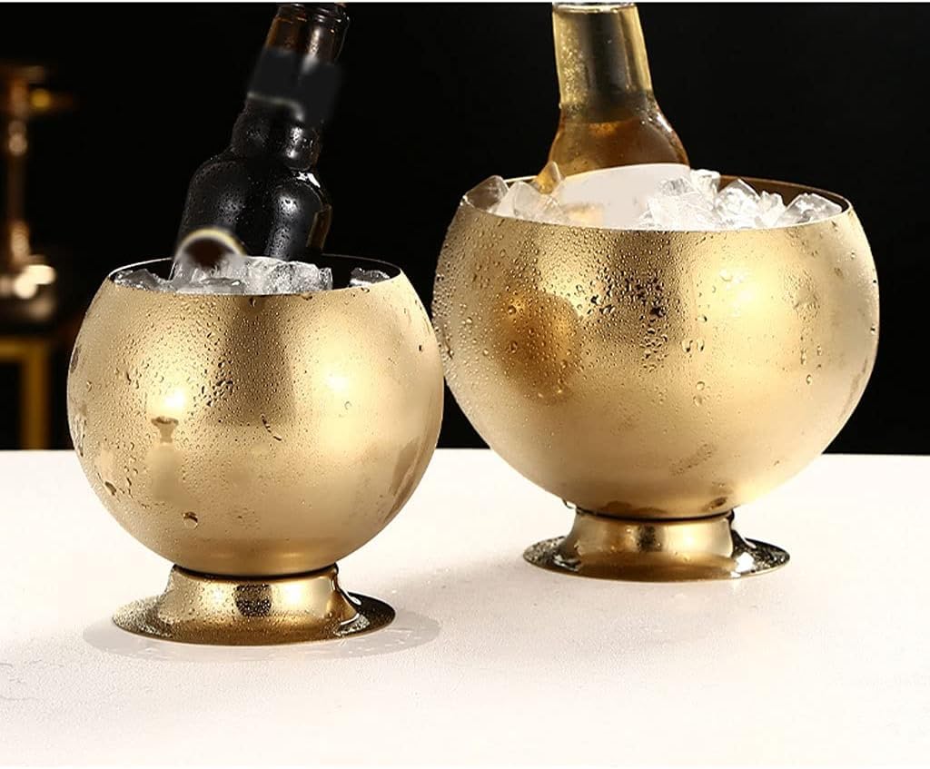 Cubitera Botella Vino Cubo de Hielo Redondo con Base de Acero Inoxidable de Base Estable para Bebidas de Cerveza de champán de Vino Suministros de Bar de Fiesta