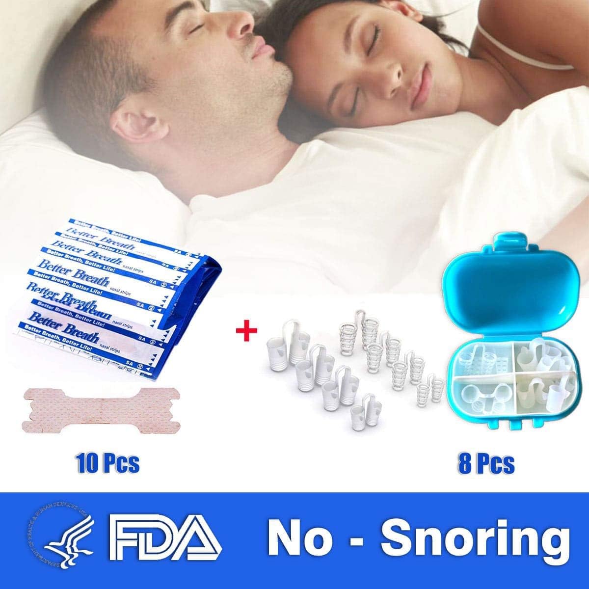 Anti Snore Devices Nasal Dilator 8Pcs Snoring Relief Nose Vents Anti-Snoring Aid Stop Snoring Breathe Right Nasal Strips 10Pcs for Better Sleep