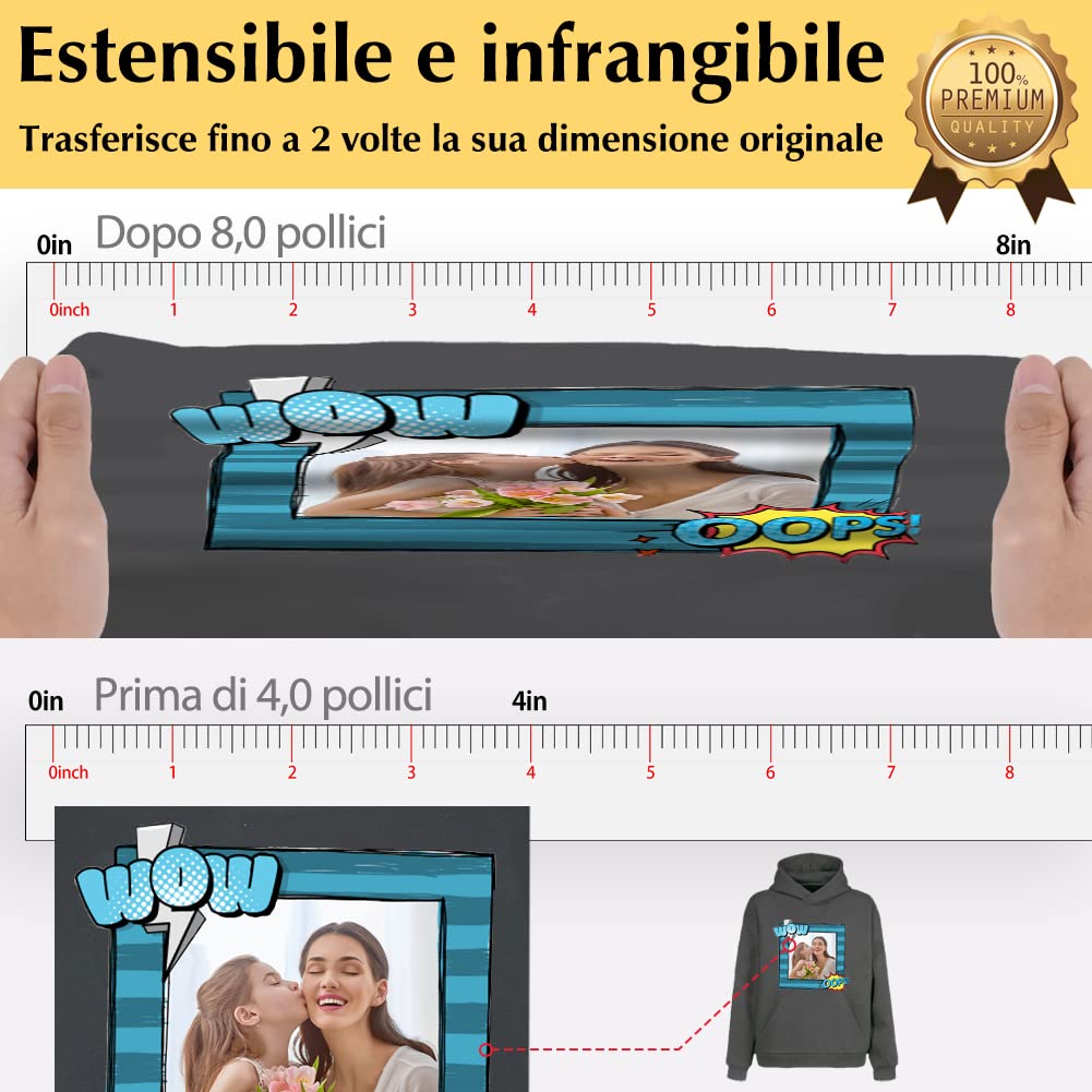 TransOurDream carta termoadesiva a getto d'inchiostro per magliette scure, jeans e borsa di tela (20 fogli A4, pellicola grigia), pellicola stampabile per stampanti a getto d'inchiostro (I-3-2.0-20)