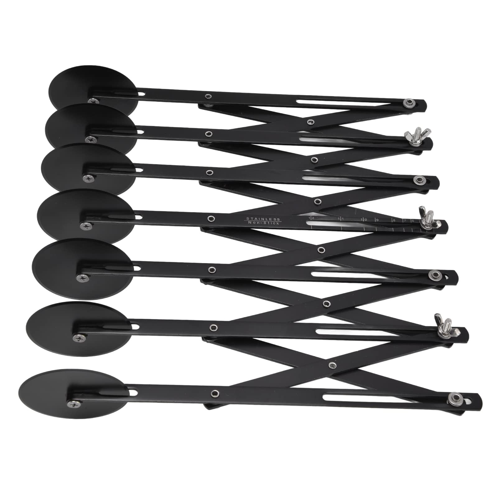Naroote Edelstahl-Teigschneider, Verstellbarer Teigrollenschneider mit Mehreren Rädern und Verriegelung Zum Schneiden von Teig und Pizzakruste (7 Runden)