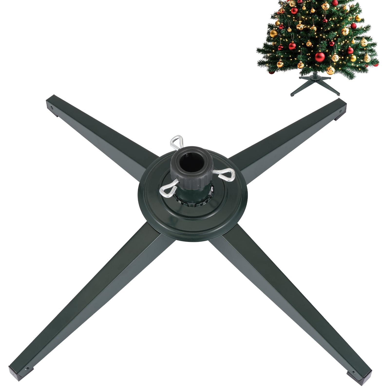 Weihnachtsbaumständer Faltbarer Christbaumständer 65cm Metall Weihnachtsbaum Ständer mit 3,2cm Bohrung Weihnachtsbaumbasis Metallständer für 8ft künstliche Weihnachtsbäume, Grün