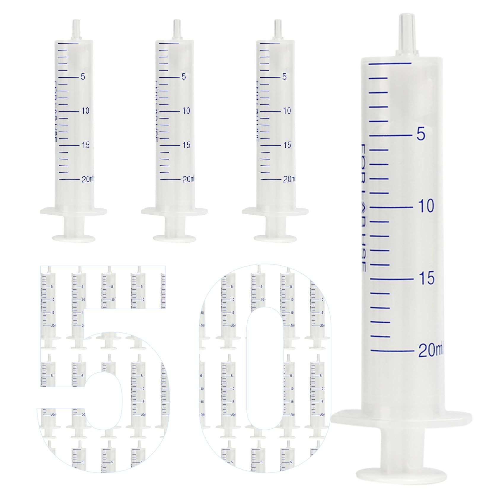 50 Pack 20 ml Plastic Syringe, luer slip syringe, Used in Scientific Laboratories, Liquid refilling, DIY Crafts, Scientific Labs By Labfil