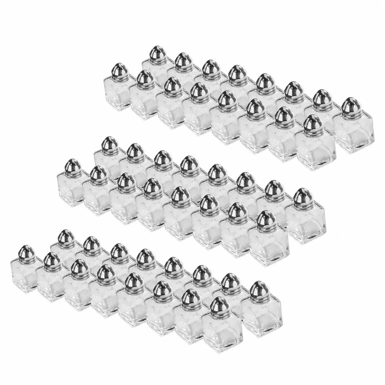New Star Foodservice 22254 Glass Cube Mini Salt and Pepper Shaker with Stainless Steel Top, 0.5-Ounce, Set of 48