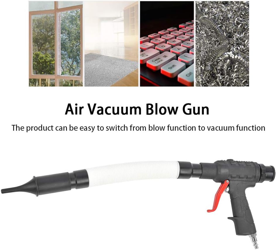 ViaGasaFamido Pneumatic Vacuum Gun Dual Function Air Vacuum Blow Gun Kit 1/4in Inlet Connector Pneumatic Gun Vacuum Suction Cleaner Suction Kit 90PSI with Dust Bag