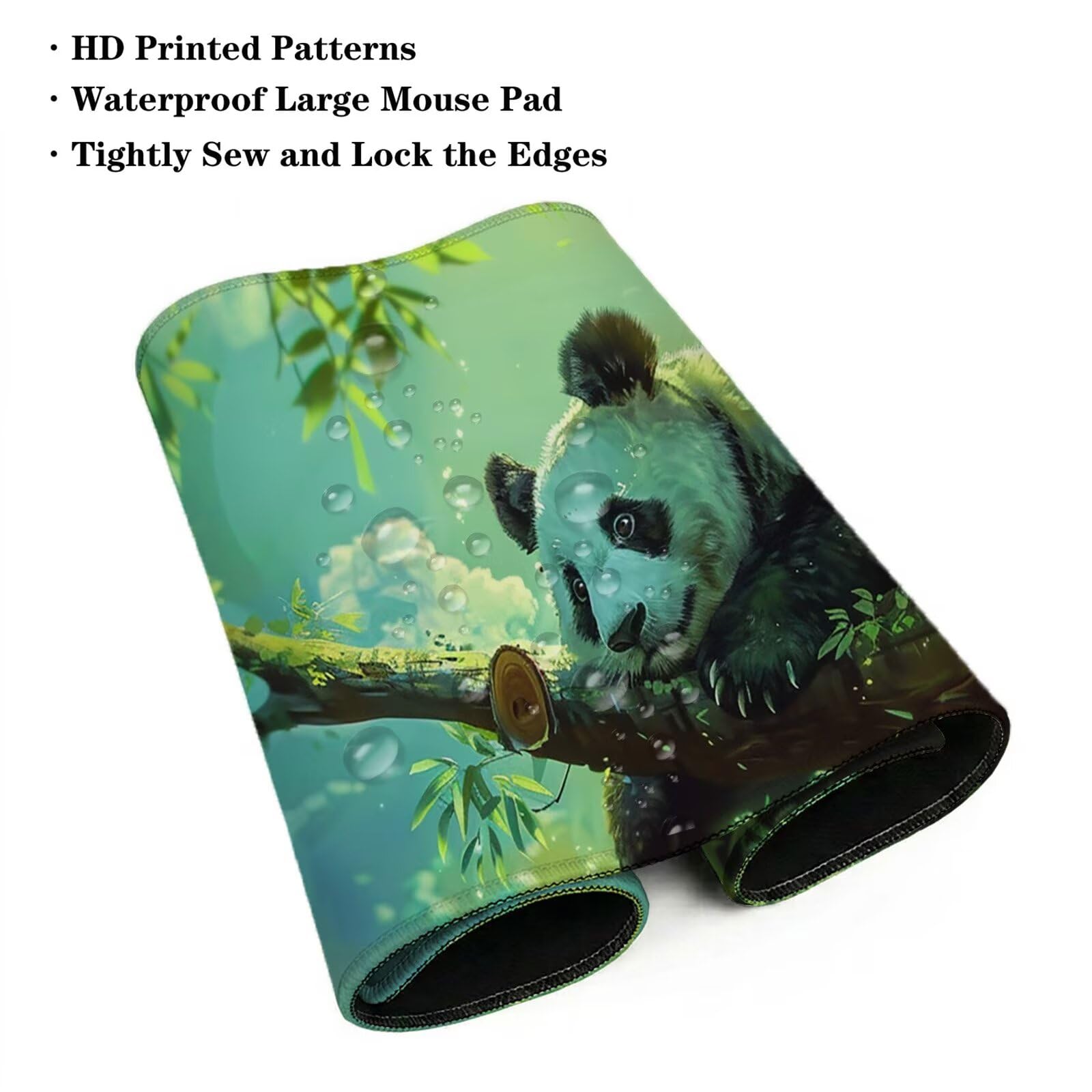 Tappetino Mouse XXL 1200 x 600 x 3 mm, Sottomano Scrivania, Colore Senape Grande Tappeto da Tavolo con Base in Gomma Antiscivolo e Bordi Cuciti, per Ufficio/Computer/Gaming (Panda Gigante) L-x3970
