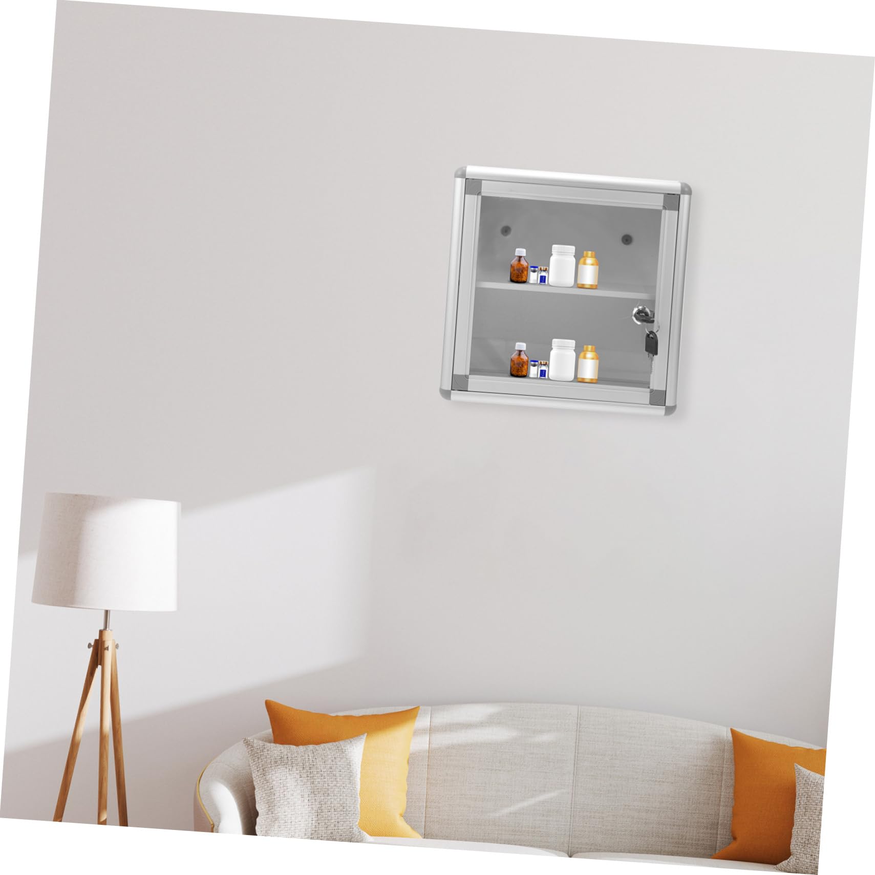 Botiquín de Primeros Auxilios Llave de Aleación de Aluminio, Pared | Plata, Almacenamiento Multifuncional, para Medicina y Objetos de Valor, Uso en Coche y Camping