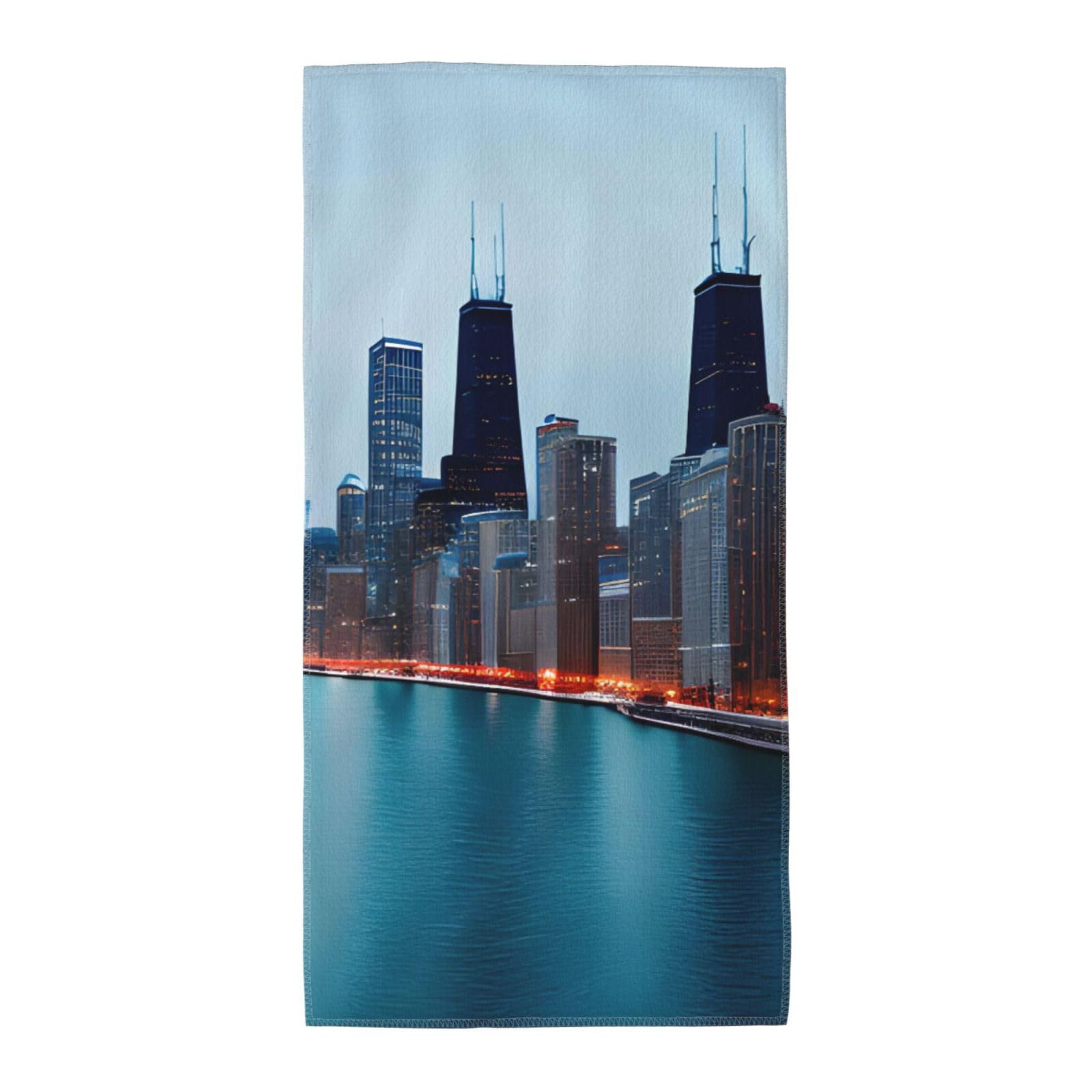 JBJGKHLP Chicago Print Adults Extra Long Beach Towel Soft Absorbent Quick-Dry Gym Swimming Running Yoga