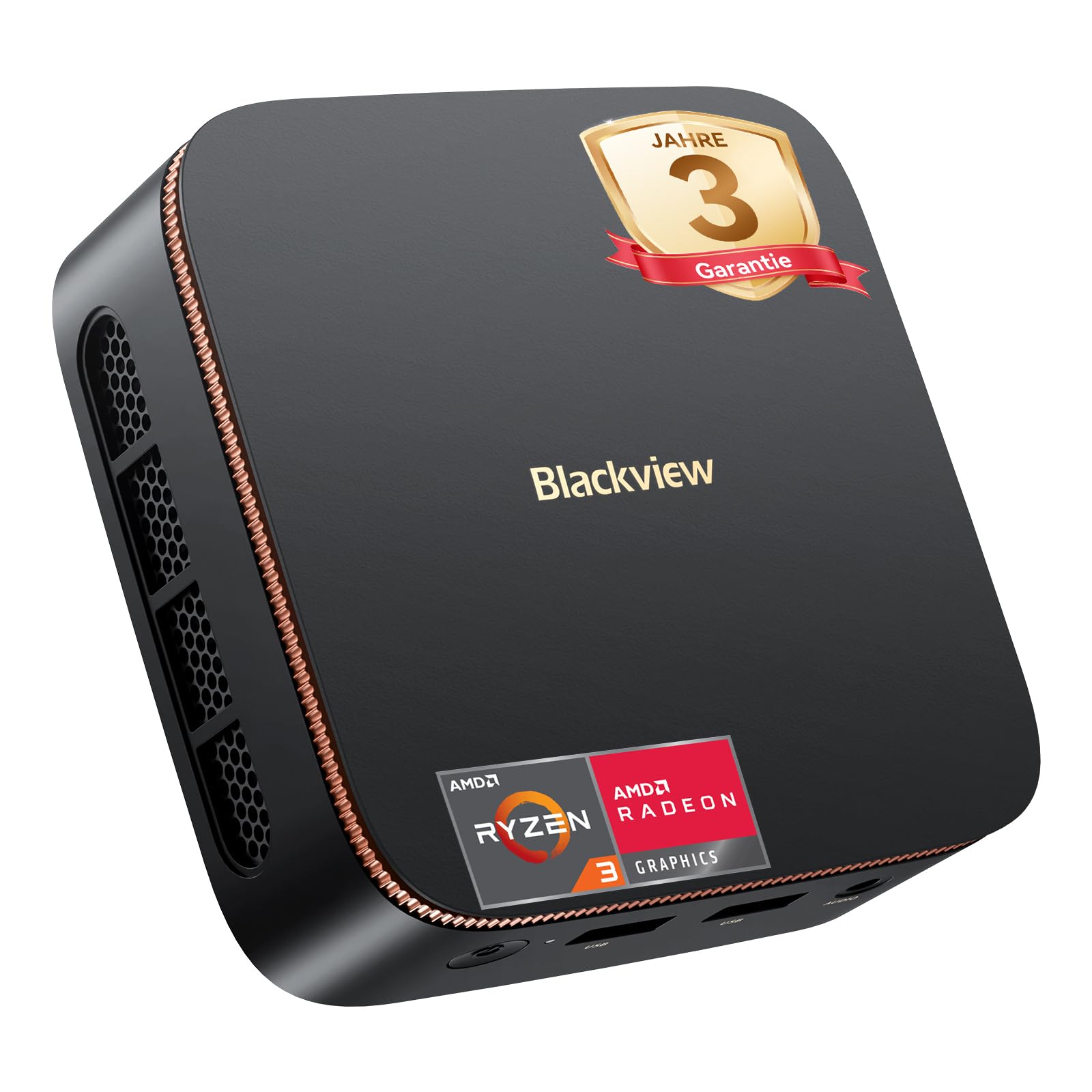 Blackview MP20 Mini PC Ryzen Win 11 Pro, AMD Radeon Graphics, 16GB DDR4 512GB SSD Micro Desktop Computer 4K Dual-Display, USB 3.2+DP+HDMI+Gigabit LAN Desktop PC Für Business/Heimkino-3 Jahre Garantie