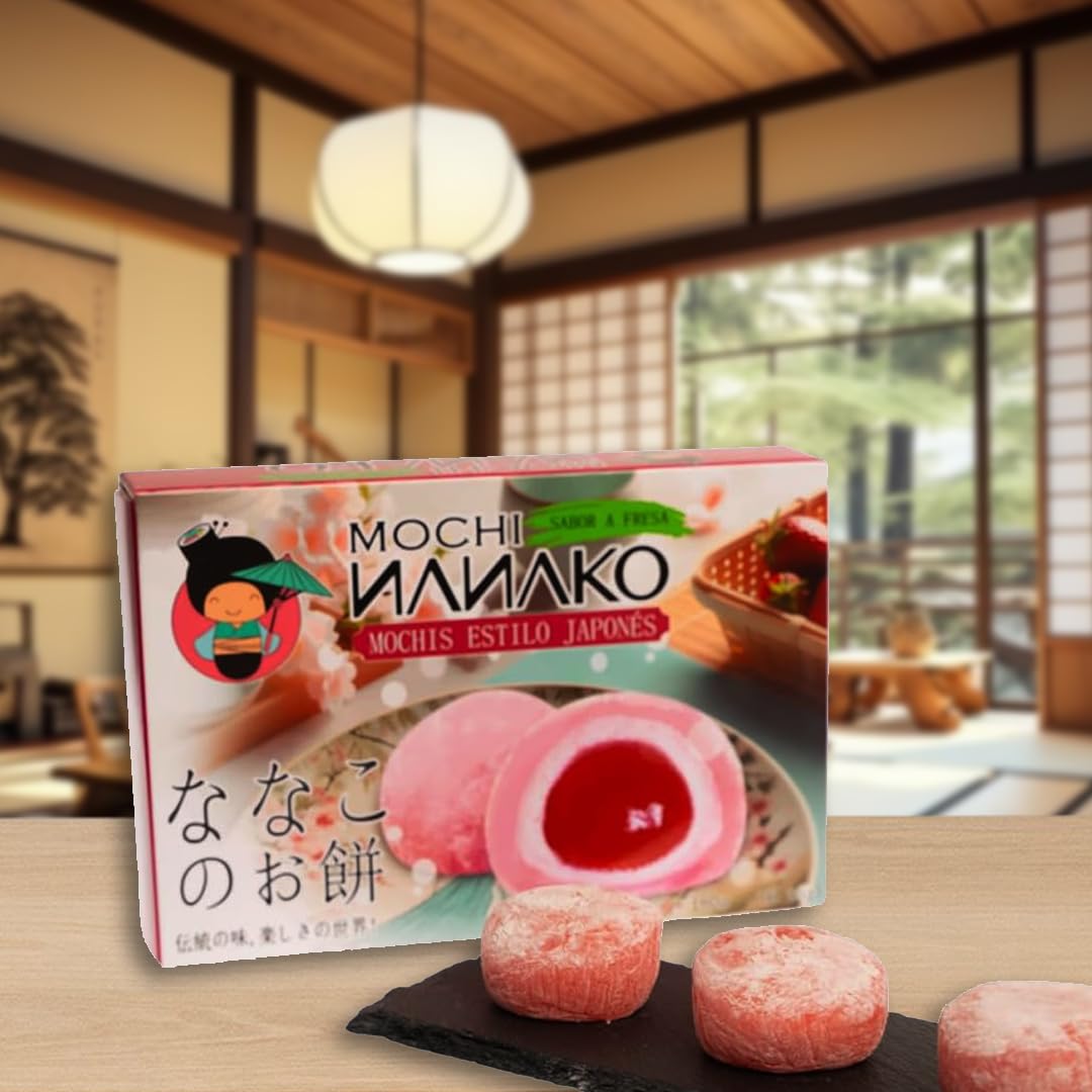 JAPON MARKET Mochi Japonés Dulce Tradicional Nanako Sabor Fresa - 180g - Postre y Snack Japones, Dulces Japoneses - Mochis Japoneses Dulces - Chuches Japonesas, Comida Japonesa Dulce Original