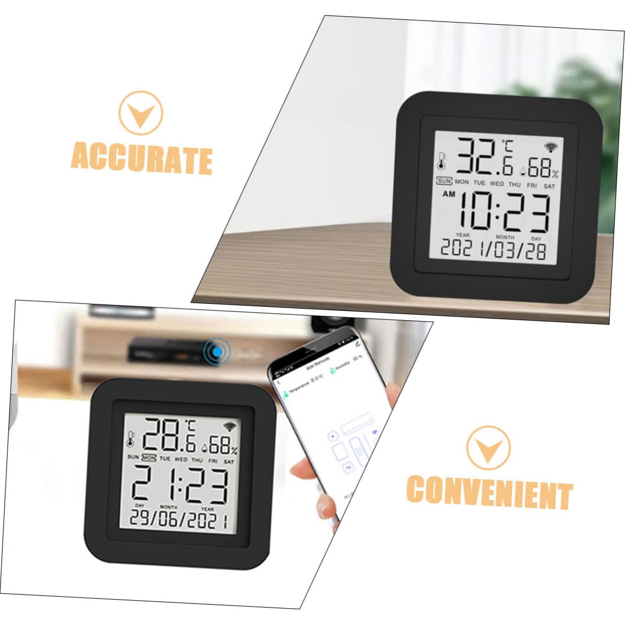 NUOBESTY 1Set Igrometro Digitale e Termometro Per Misurazione Della Temperatura e Umidità Facile Leggere e Installare Design Compatto Per Uso Domestico e Aziendale